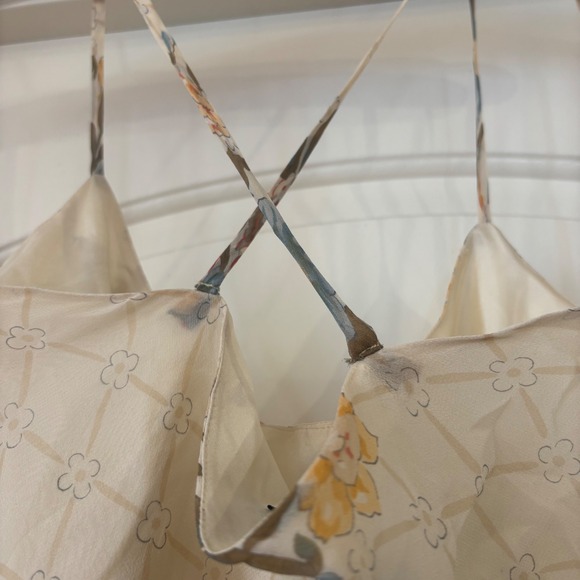 Lauren Ralph Lauren Silk Floral Midi Cream Cowl Neck Summer Sun Dress 12 L - Picture 3 of 12